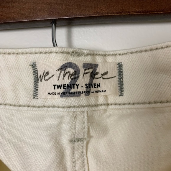 We The Free Fringe Scoop Hem Denim Mini Skirt Size 27 Cream - Picture 2 of 10
